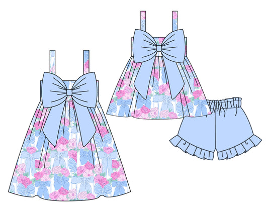 Baby Girl Blue Bows Sibling Matching Dress Set ( Moq 5 Each Design )