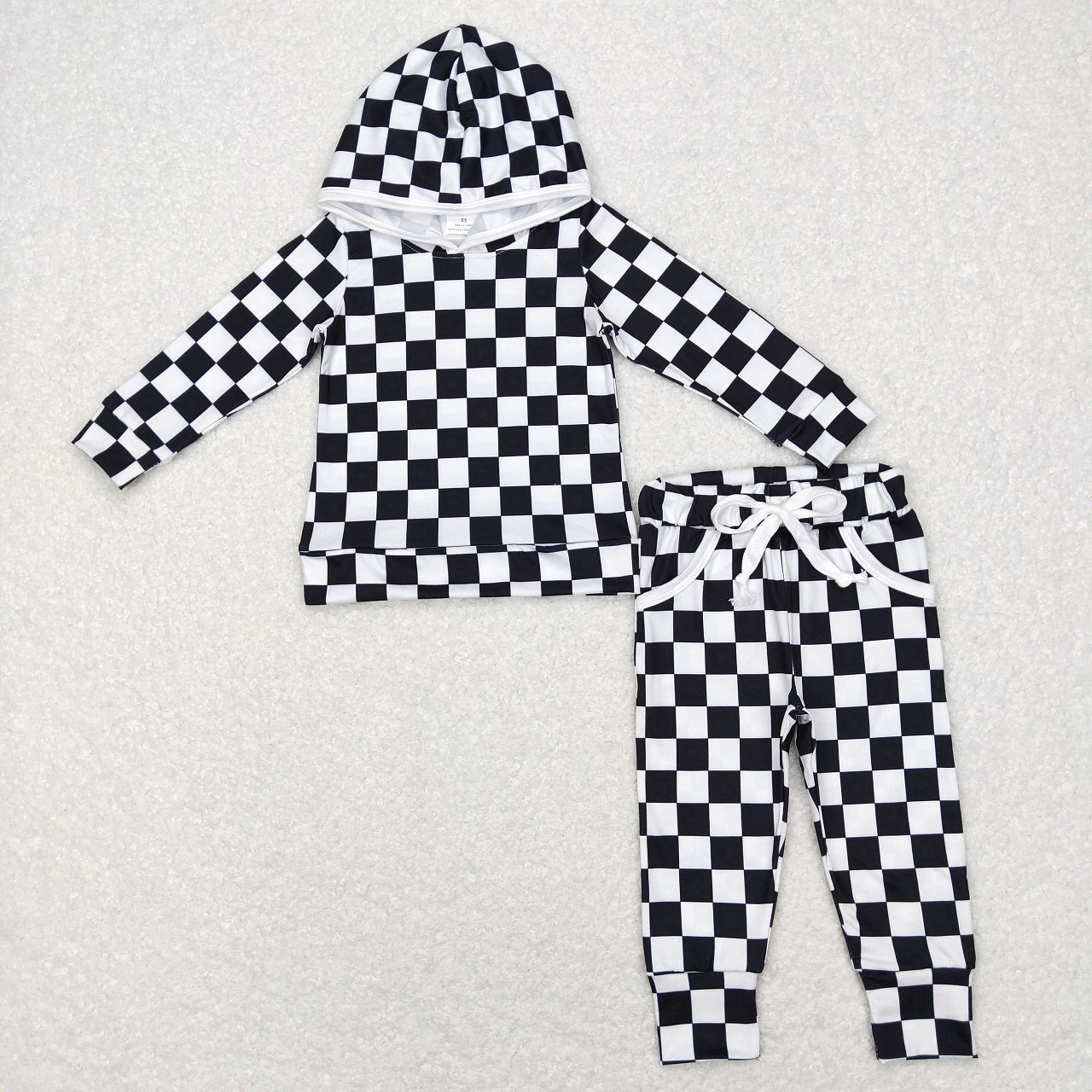 BLP0434 Baby Boy Long Sleeves Hoodie Checkered Shirt Pocket Pants Set