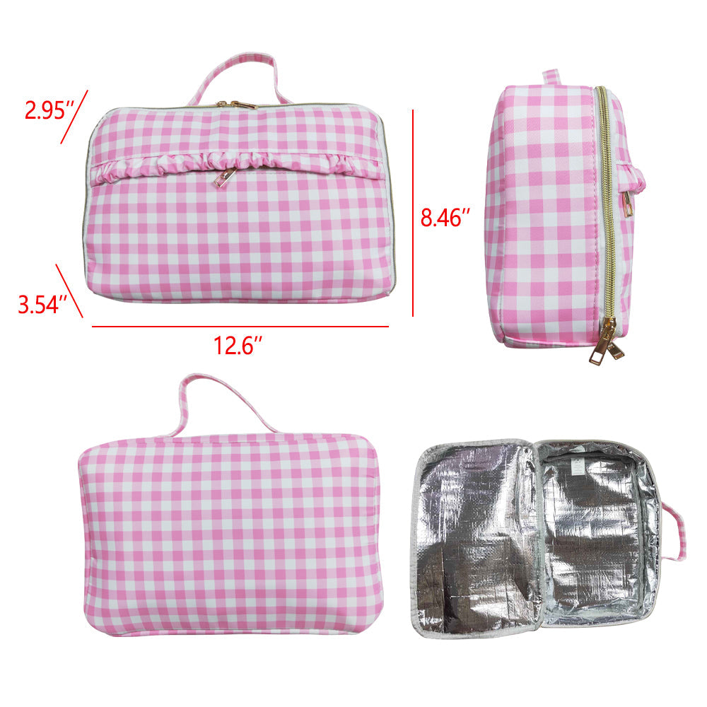 Baby Kids Checkered Lunch Dinnder Picnic Thermal Bags