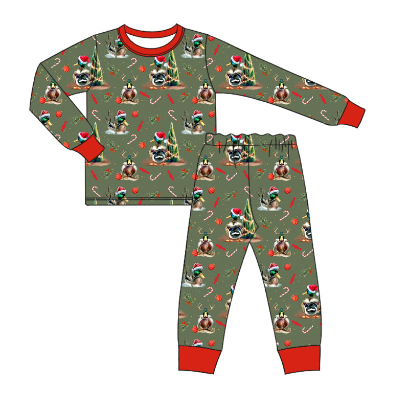 Baby Boy Toddler Christmas Ducks Shirt Bell Pants Pajamas Set