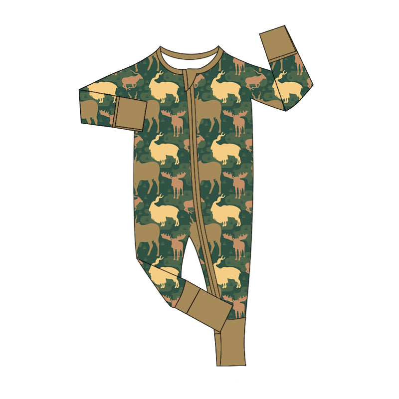 Baby Boy Long Sleeves Deer Hunting Zipper Romper