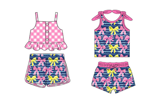 Baby Girl Straps Bows Checked Shorts Sibling Set ( Moq 5 Each Style ) 2.8