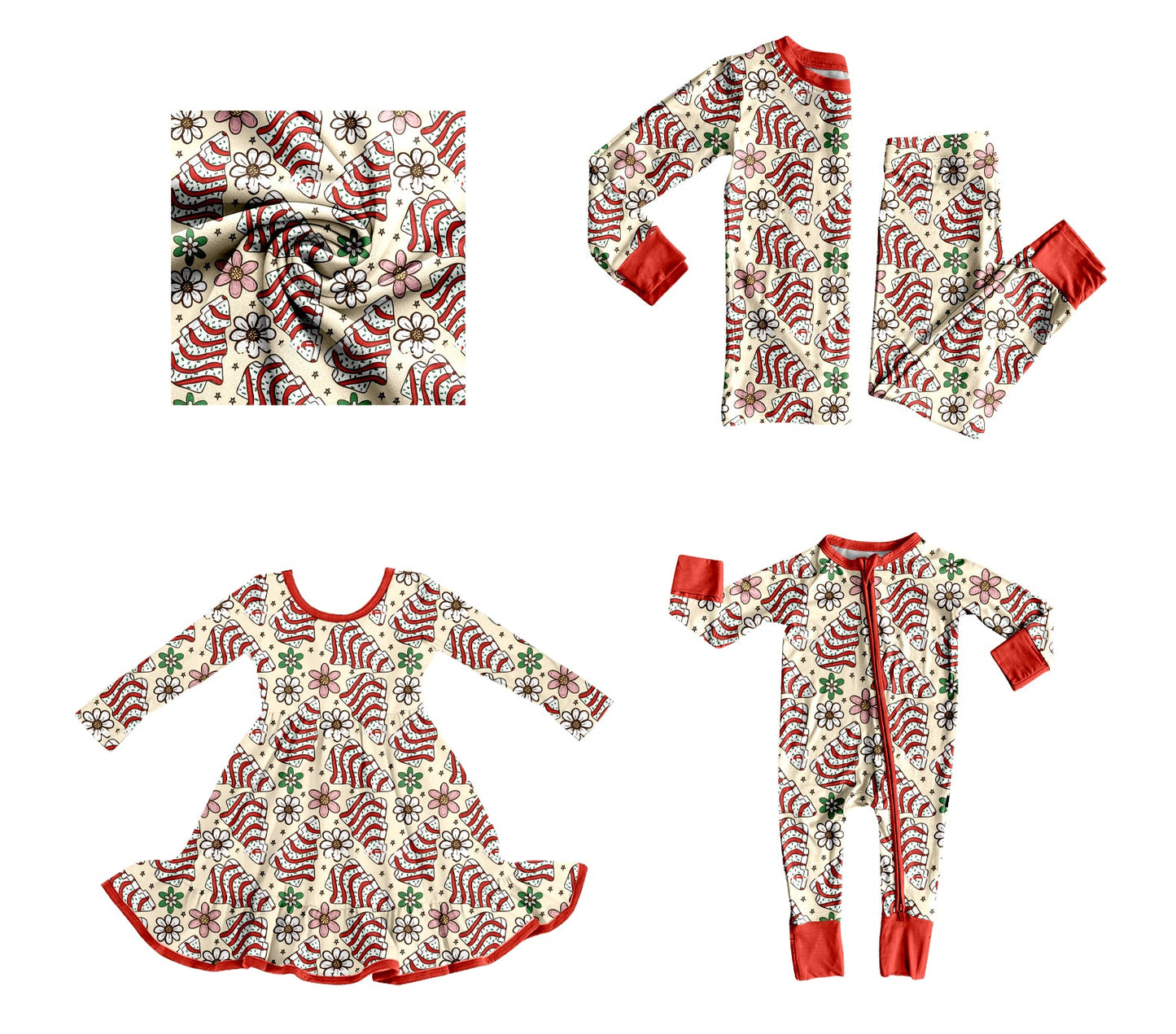 ( Moq 5 Each Style ) Baby Kids Toddler Cake Tree Flower Christmas Sibling Romper Dress Set