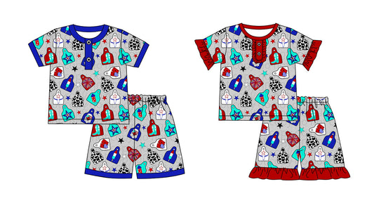 Baby Boy Girl Short Sleeves Western Sibling Pajamas Set ( Moq 5 Each Style ) 12.21