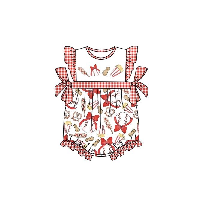 Moq 3 Pre-order SR0848 Baby Girl Baseball One Piece Romper