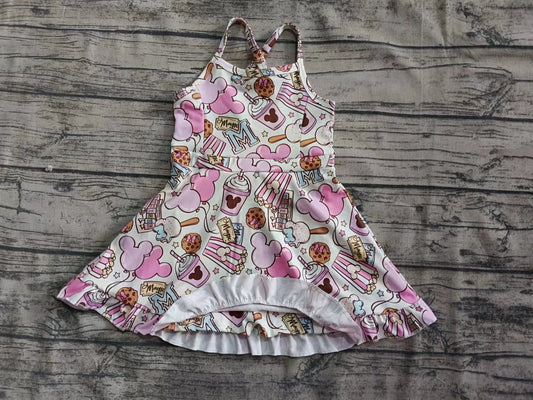 ( Moq 5  ) Baby Girl Sleeveless Cartoon Cakes Skort Dress