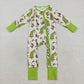 Baby Boy Infant Long Sleeves Dogs Green Face Christmas Zipper Romper RTS