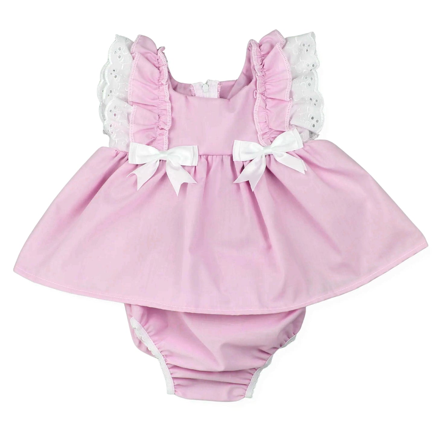 ( Moq 5 )  Preorder Baby Girls Infant Short Sleeves Bows Pink Ruffle Bubble Romper Clothes