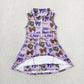 Baby Girls Kids Tigers Football Bows Team Purple Yoga Zipper Knee Length Dress RTS