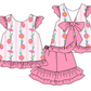 ( Moq 5 Each Style ) Baby Girl Summer Flower Pink Sibling Romper Set 4.24