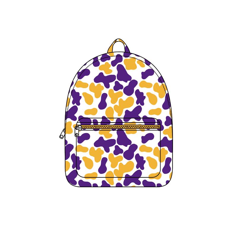 ( Moq 5 ) Preorder Baby Toddler Kids Orange Purple Camo Print Zipper Backpack Team Bag