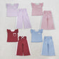 Sibling Baby Girl Kids Short Sleeves Pockets Shirts Dots Pants Sets Clothes RTS