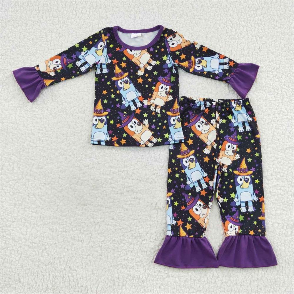 GLP0660 Halloween Baby Girl Long Sleeves Shirt Pants Dogs Outfit Pajamas