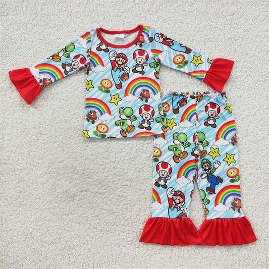 GLP0668 Baby Girl Long Sleeves Rainbow Pants Outfit Pajamas