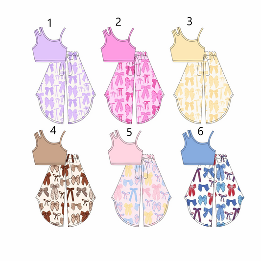 Baby Girl Sleeveless Cotton Tops Bows Pants Sibling Set ( Moq 5 Each Style ) 4.1