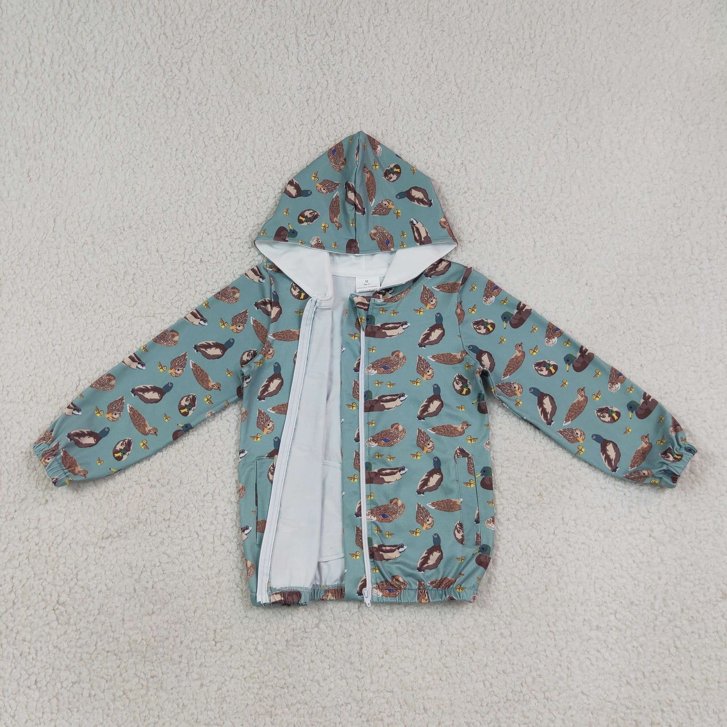Baby Boys Kids Green Long Sleeves Ducks Pockets Hoodie Zipper Shirt Tops RTS