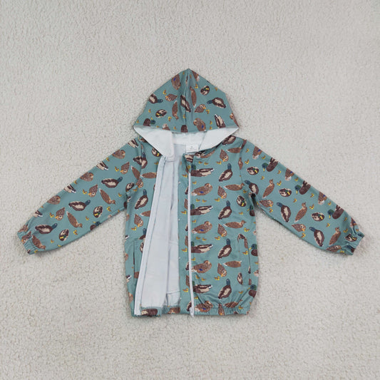 Baby Boys Kids Green Long Sleeves Ducks Pockets Hoodie Zipper Shirt Tops RTS