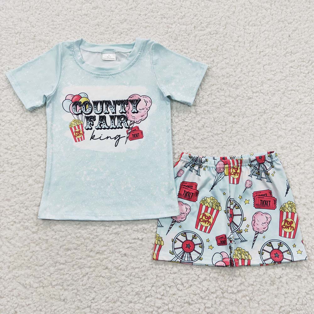 BSSO0245 Short Sleeves Founty Fair Shorts Summer Matching Baby Boy Girl Outfit