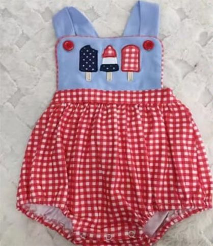 Moq 3 Pre-order SR1310 Baby Boy Sleeveless Popsicle July 4th One Piece Romper