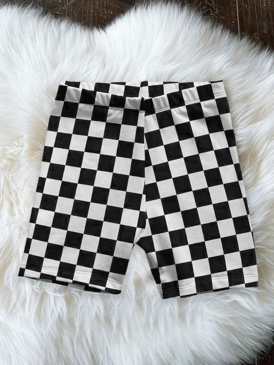 Moq 3 Pre-order SS0219 Baby Girl Checkered Biking Shorts