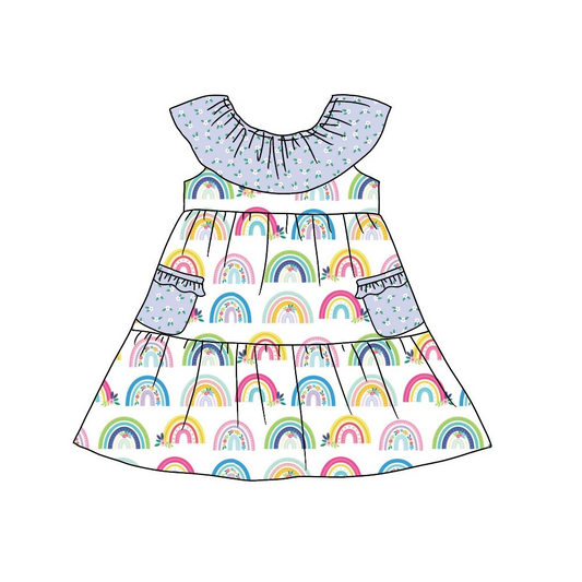 Moq 3 Pre-order GSD0938 Baby Girl Rainbow Pocket Dress