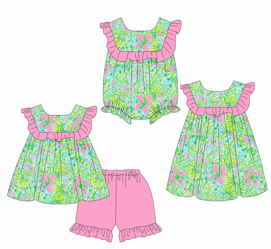 Baby Girl Flower Ruffle Sibling Romper Dress Set ( Moq 5 Each Style ) 2.11