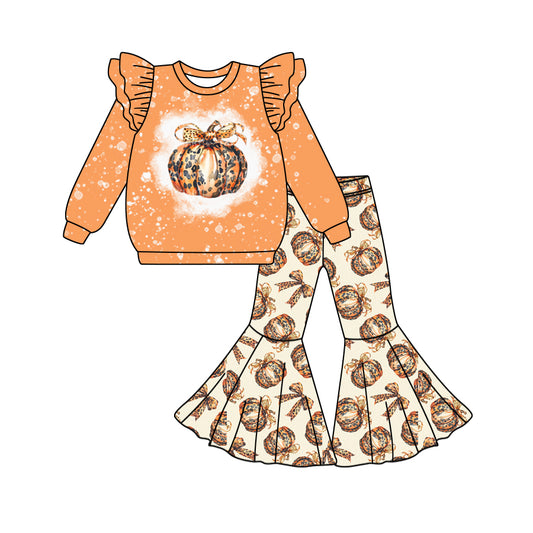 Baby Girl Long Sleeves Pumpkin Orange Tops Pants Set