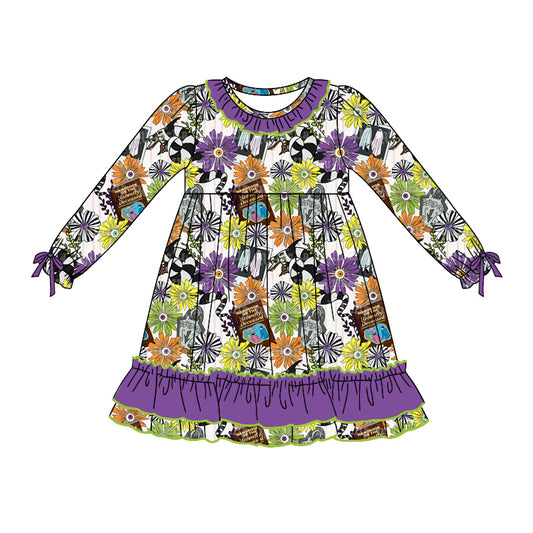 Baby Girl Long Sleeves Halloween Flower Ghost Dress