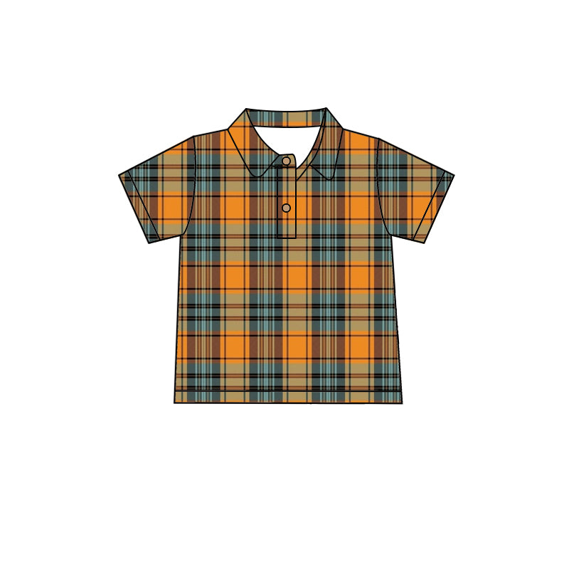 Baby Boy Short Sleeves Plaid Buttons Shirt Moq 5