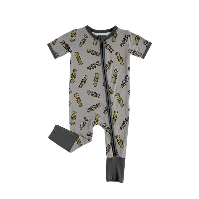 Baby Boy Short Sleeves Camo Tools Hunting Zipper Romper