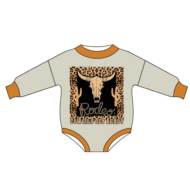 Baby Kids Infant Long Sleeves Western Cow Bubble Romper