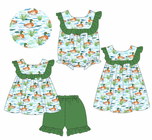 Baby Girl Ducks Green Sibling Romper Dress Set ( Moq 5 Each Style ) 1.14
