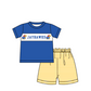 ( Moq 5 Each Style ) Baby Boys Girls Short Sleeves Team Sibling Blue Romper Dress Set