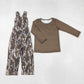 Baby Girl Long Sleeves Green Shirt Camo Straps Jumpsuit Clothes Set