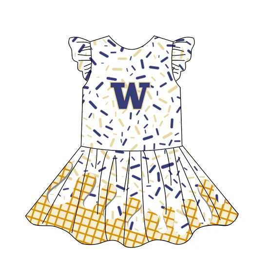 ( Moq 5 ) Baby Girl Short Sleeves W Team Plaid Knee Length Dress