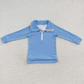 Promotion Baby Boy Long Sleeves Game Cartoon Pullover Zipper Blue Shirt