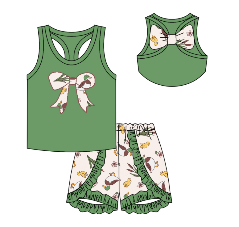 Baby Girl Toddler Duck Bows Camo Sibling Matching Clothes Set ( Moq 5 Each Design )