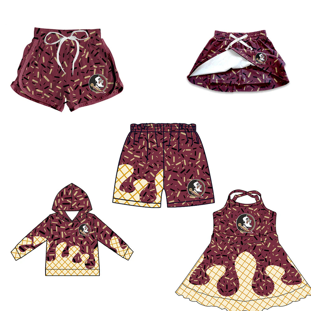 ( Moq 5 each style ) Baby Boy Girl Team Sibling Drips Dark Red Dress Shirt Shorts Pants 7.3