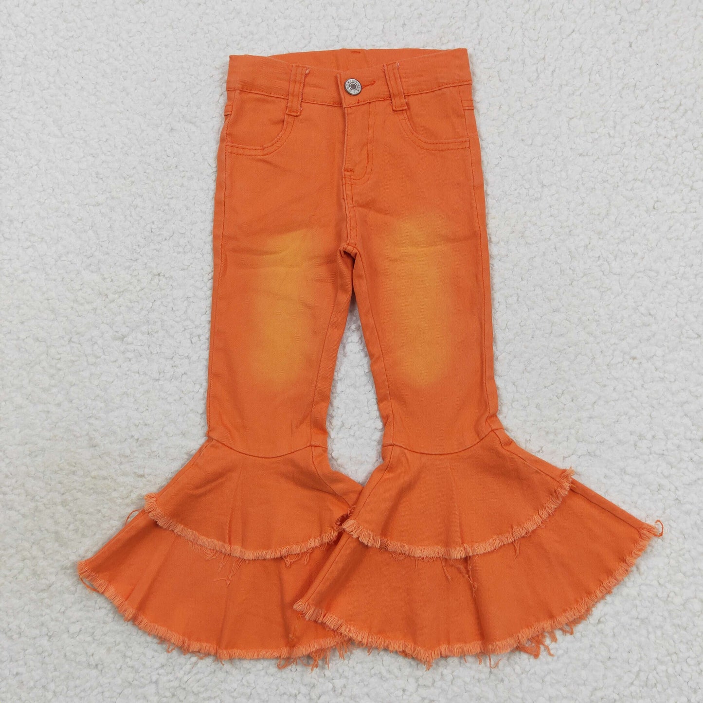 P0322 Baby Girl Orange Denim Jeans Bell Pants