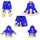 ( Moq 5 each style ) Baby Boy Girl Team Sibling Tiger Blue Dress Shirt Shorts Pants 7.1