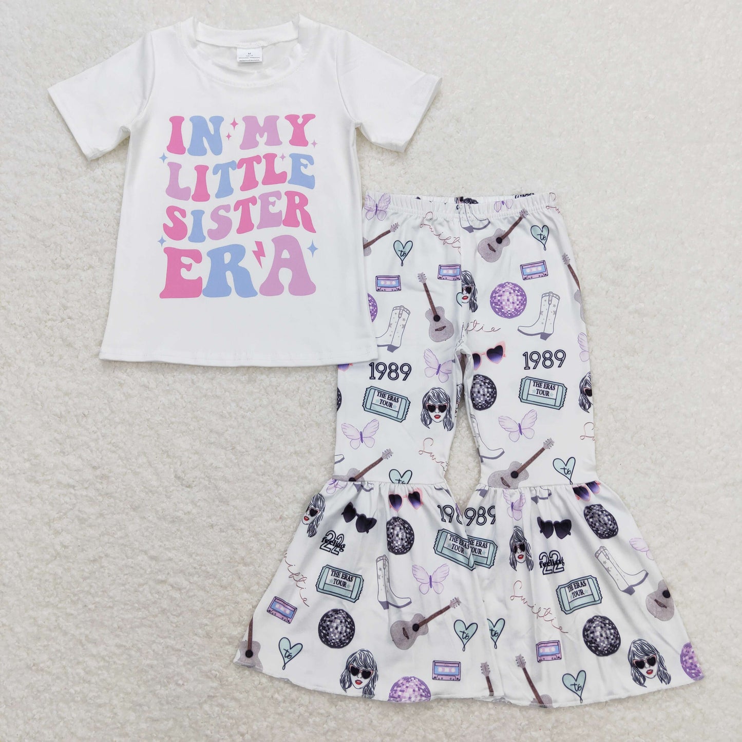 Baby Girl Short Sleeves Litter Sister Shirt Bell Pants Singer Set