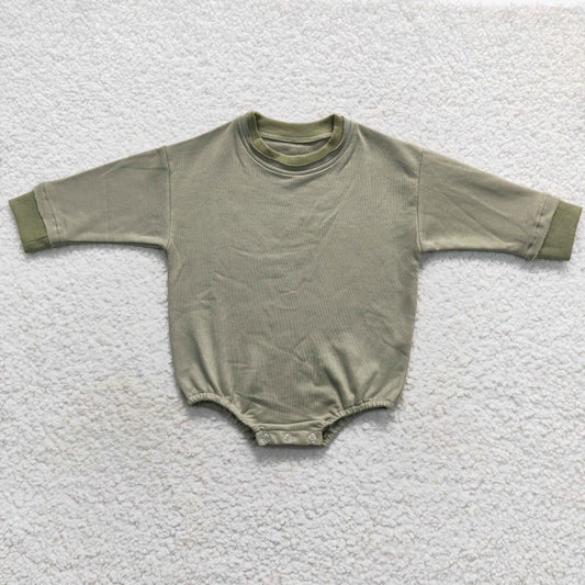 LR0709 Baby Kids Navy Green Cotton Romper