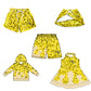 ( Moq 5 each style ) Baby Boy Girl W Team Sibling Yellow Drips Dress Shirt Shorts Pants 7.5