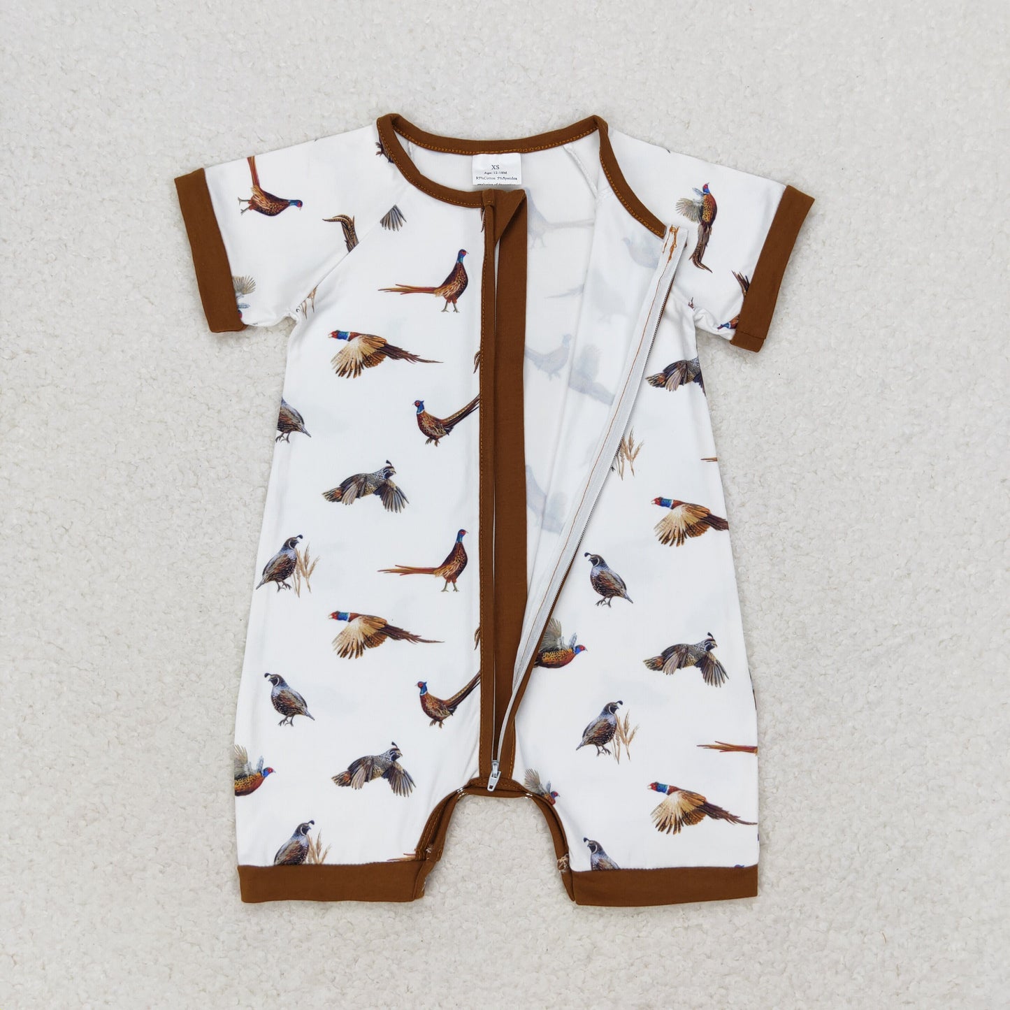 Baby Boy Short Sleeves Ducks Zipper One Piece Romper