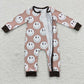 LR0332 Baby Boy Newborn Long Sleeves Zip Smile One Piece Romper