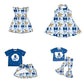 ( Moq 5 each style ) Baby Boy Girl Toddler KC Team Bows ‌Sibling Dress Set