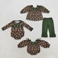 Sibling Baby Boys Girls Kids Embroidery Deer Leaves Rompers Set Fall Clothes RTS