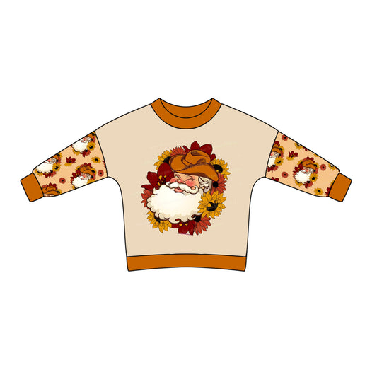 Baby Kids Long Sleeves Christmas Santa Sunflower Shirt