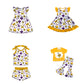 ( Moq 5 each style ) Baby Girl Toddler Team Yellow Purple Bows Sibling Green Dress Set 7.9