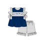 ( Moq 5 ) Baby Girls Toddler Short Sleeves Navy Tunic Dots Shorts Team Set